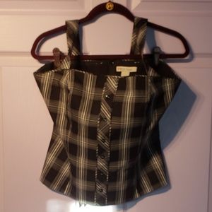 White House Black Market plaid corset halter top